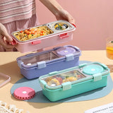 2-Compartment Stainless Steel Lunch Box with Sauce Bowl – Perfect for School & Office