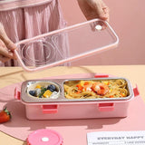 2-Compartment Stainless Steel Lunch Box with Sauce Bowl – Perfect for School & Office