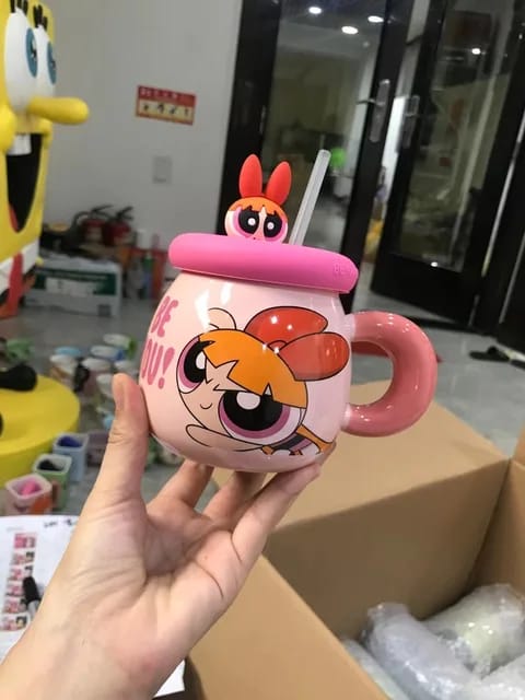 Ceramic Drink Cup with Handle Lid – Perfect for Coffee, Milk, and More | Apna Bazaar Lahore