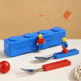 Hot Selling LEGO-Inspired Stainless Steel Cutlery Set – Fun Cartoon Kids Tableware Spoon & Fork