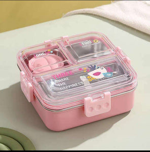 Premium 3-Compartment Stainless Steel Lunch Box with Sauce Bowl & Steel Cutlery – Leakproof & BPA-Free