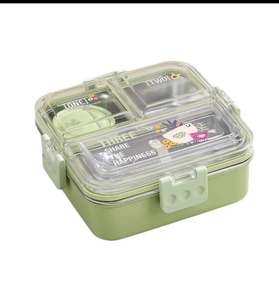 Premium 3-Compartment Stainless Steel Lunch Box with Sauce Bowl & Steel Cutlery – Leakproof & BPA-Free