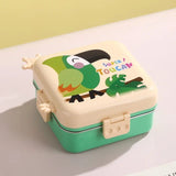 Stainless Steel Leak-Proof Lunch Box with Sauce Bowl – Available in Panda, Parrot, Unicorn, and Mermaid Characters