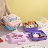 Stainless Steel Leak-Proof Lunch Box with Sauce Bowl – Available in Panda, Parrot, Unicorn, and Mermaid Characters