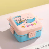 Stainless Steel Leak-Proof Lunch Box with Sauce Bowl – Available in Panda, Parrot, Unicorn, and Mermaid Characters
