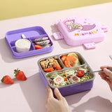 Stainless Steel Leak-Proof Lunch Box with Sauce Bowl – Available in Panda, Parrot, Unicorn, and Mermaid Characters